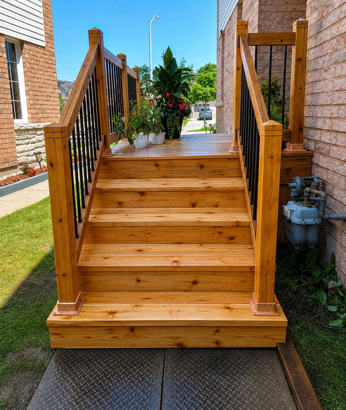 Staircase with railing instalation